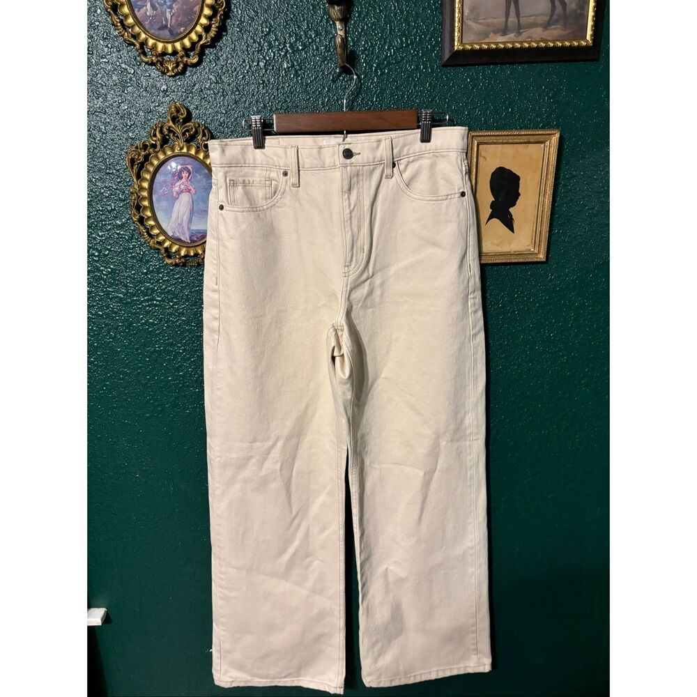 Banana Republic High Rise Rigid Wide Leg Cream Pants Sz 30